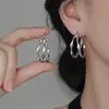 Pendientes de Aro Seiko de Alta Calidad de Plata de Ley S999 con Diseño de Onda de Aguja, Aro Liso, Pendientes Anchos para Mujer, Nuevos Pendientes Populares 2025