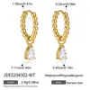 Pendientes Jieding de acero de titanio con pedrería de colores y colgantes de circonita, accesorios para orejas de acero inoxidable, sensación de lujo ligero y alta gama, venta al por mayor transfronteriza