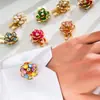 Camelia acrílica colorida de verano, gemelos y botones de cuello para camisa DIY, accesorios decorativos unisex frescos y simples