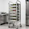 Carrito de acero inoxidable a medida para bandejas de porciones, estante de bandejas multicapa para cocina comercial, carrito de estante móvil para almacenamiento de alimentos