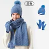 Bestseller transfronterizo conjunto de tres piezas de gorro, bufanda y guantes de punto para otoño e invierno, engrosado y cálido, gorro de punto trenzado de lana para mujer