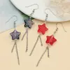 Colgante de oreja con borla de estrella de cinco puntas, animado y lindo, aro, fresco, dulce, adecuado para citas, viajes, tomar fotos, rico en color
