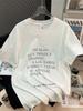 Camiseta de algodón con estampado de letras, cuello redondo, manga corta, para mujer, verano 2024, estilo coreano, combinable, de longitud media, holgada