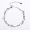 Pulseira de Aço Inoxidável com Carimbo Transfronteiriço, Camada Dupla, Joia Personalizada de Alto Padrão Estilo Ins, Tornozeleira de Aço Titânio, Acessório Feminino da Moda