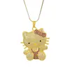 Colar Pingente Gatinho Hello Fofo Mais Vendido Transfronteiriço para Mulheres, Joia Corrente de Suéter Desenho Animado Hip-Hop, Em Estoque na Fábrica