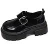 Mocasines negros de suela gruesa, nuevo modelo de verano 2026, zapatos con plataforma de suela blanda que aumentan la altura, adecuados para combinar con faldas, zapatos pequeños de cuero retro estilo británico