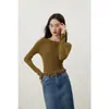 [Nuevo Lavable a Máquina Australia] 100. Camiseta Interior de Punto Sin Costuras de Lana Merino de 18 Agujas de una Pieza con Cuello Redondo Medio Alto para Mujer