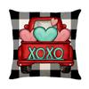 Día de San Valentín Transfronterizo Felpa Corta a Cuadros Enano Letra Estampado a Cuadros Funda para Cojín de Sofá de Sala de Estar Decoración Festiva