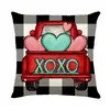 Nueva funda de almohada de lino para el Día de San Valentín con estampado de letras a cuadros para cojín de sofá de sala de estar Funda de cojín Amazon