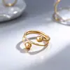 Anillo de acero de titanio de diseño nicho estilo Ins para mujer, no se decolora, oro de 18 quilates, diseño abierto, acero inoxidable, lujo ligero, anillo para el dedo índice, venta al por mayor