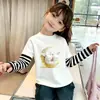 Camiseta Manga Longa Respirável 100% Algodão para Meninas Infantil Nova Estilosa Primavera/Outono 2026 Roupa de Outono para Meninas Camada Base