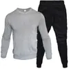 Roupa Masculina Exportação Transfronteiriça Moletom com Gola Redonda e Calça Conjunto de Duas Peças Inverno Veludo Casual Esportivo Tendência Jovem