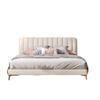 Cama de Cuero Genuino, Lujo Ligero Moderno, Estilo Silencioso, Habitación Principal Doble, Piel Técnica Estilo Crema, Estilo Lujo Ligero Minimalista Blanco Roto