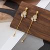 Aretes de Borla Larga de Estilo Frío para Mujer Aretes de Diseño Nicho de Alta Gama Tulipán Zircón Elegantes Aretes Combinables
