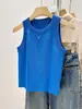 Colete Tricotado Slim Fit Estilo Europeu para Mulheres, Peça de Sobrepor de Verão, Top Base Tendência com Design Nadador