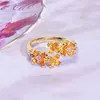 Anillo Abierto Apilable Multicapa de Circonita con Diamantes Completo de Lujo Ligero Color Oro Rosa para Mujer Anillo Personalizado de Dedo Índice Nicho Anillo Personalizado