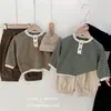 Pantalones casuales para niños, ropa de primavera y otoño para niños, estilo coreano, versátiles, modernos, cintura elástica, pantalones largos, color liso, corte holgado