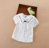 Camisa de Manga Corta para Niña Verano Algodón Nueva Camisa Blanca Infantil Top con Respaldo Estilo Western para Niños Medianos y Grandes y Bebés