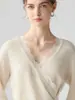Suéter feminino de cashmere com gola de renda, corte justo, manga longa, base de tricô, novo top liso para outono e inverno