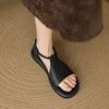 Sandalias Planas Casuales Retro de Suela Blanda Negras para Mujer 2026 Verano Nuevas de Suela Gruesa Abiertas Punta de Pez Punta Redonda Zapatos Romanos