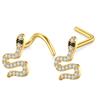 Piercing para la nariz con forma de serpiente, con microincrustaciones de cobre y circonita AA, estilo europeo y americano, con personalidad, para el cartílago de la oreja y la nariz