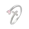 Anillo de apertura geométrica de circonita simple estilo INS europeo y americano transfronterizo Aogu, diseño femenino, anillo de nicho con sentido