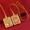 Thangka de Xizang Cinco Divindades Retrato Thangka Thangka Frente e Verso Oito Divindades Guardiãs Pingente em Relevo Colar Manjushri Dupla Face