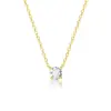 Colar Corrente Clavícula Prata de Lei S925 Ouro 18K Clássico com Quatro Garras e Pedra Única Versão Japonesa e Coreana Colar Simples Elegante Mais Vendido para Mulheres
