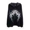 Sudadera con capucha fina estilo gótico oscuro americano para hombre y mujer, prenda exterior con estampado de tatuajes para otoño e invierno