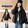 Chaqueta de cuero con capucha para niña, nuevo estilo primavera y otoño, elegante chaqueta retro de dos piezas falsas para niños mayores, top estilo coreano