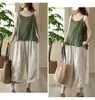 Sudeste Asiático Transfronterizo Primavera y Verano Talla Grande Holgado Artístico Retro Algodón y Lino Ropa Interior Camisola de Algodón y Lino