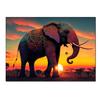 Cuadro moderno con diseño de elefante al atardecer, lienzo, póster, arte de pared, sala de estar, pintura decorativa moderna