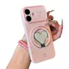 Funda para Teléfono con Diseño de Corazón de Cuadrícula Rosa Círculo Azul Adecuada para Apple 18 Pro Max, Alto Valor Estético para Chicas, Huawei Xiaomi 17 Ventana Grande