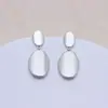 Pendientes de Plata de Ley S925 con Pasador Europeo y Americano, Pendientes de Lujo Modernos, Sencillos y Accesibles, Pendientes Ovalados Brillantes de Color Dorado Real que Conserva el Color para Mujer