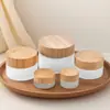 Nuevo Tarro de Crema de Vidrio 20g 30g Botella Dispensadora de Crema Cosmética con Tapa de Bambú Tarro de Crema para Ojos y Rostro Mate Transfronterizo