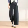 Calça pantalona cropped feminina estilo balão, novo modelo outono 2026, feita de algodão Lyocell Tencel, calça casual versátil para baixinhas