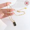 Estilo japonês e coreano nicho simples inglês alfabeto chiclete gota quadrado marca tassel colar ajustável colar colar feminino clavícula cadeia titânio aço