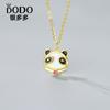 Collar de panda TikTok con cadena de clavícula para mujer, plata de ley S925, bonito diseño de nicho, regalo de dibujos animados para estudiantes.