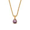 Collar Europeo y Americano Transfronterizo de Cadena Torcida de 2 mm con Colgante de Gota de Agua, Joyería Simple de Lujo Ligero, Acero Inoxidable Chapado en Oro de 18K para Mujer