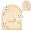 Letrero de Mes de Nacimiento para Recién Nacido Transfronterizo Accesorio de Foto de Madera Placa Conmemorativa Margarita Blanca Hito del Bebé Redondo