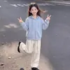 Novo Conjunto de Primavera e Outono para Meninas Mais Velhas: Conjunto de Duas Peças: Jaqueta com Capuz e Zíper de Design Elegante e Calça Casual de Perna Larga
