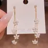 Nuevos pendientes de margaritas frescas de principios de primavera con borlas largas, a la moda, dulces, sencillos, elegantes, pendientes que adelgazan el rostro