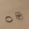Anel Laço Design de Nicho Personalidade Aberta Ajustável Feminino Prata Anel Empilhável Estilo Doce Cool Frio