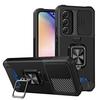 Adequado para Capa de Celular com Janela Deslizante e Inserção de Cartão para Samsung A57, Porta-Cartões A37, Acabamento Fosco A17, Suporte com Anel A07, Capa Protetora A56