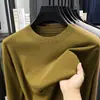 Nueva colección de otoño e invierno: Suéter Puyuan para hombre, de color liso, cuello redondo, tejido jacquard, casual y elegante, diseño simple, perfecto como capa base