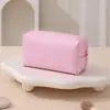 Bolsa de maquillaje cuadrada minimalista de color sólido, organizador de viaje de gran capacidad, bolsa de almacenamiento de alta gama, organizador ligero y lujoso para lápices labiales y cosméticos