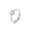 Anéis de Casal 'Love You', Anéis Combinando Ponta Estrela Masculino e Feminino, Anéis Abertos Personalizados com Coração Incrustado de Diamantes, Anéis de Casal Qixi