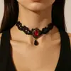 Gargantilla de Encaje Gótico Europea y Americana para Mujer, Collar de Cuello Punk Vintage Negro