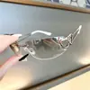 Gafas de Sol Ovaladas Estilo Ojo de Gato Retro Sin Marco Mercurio Corazón Metal Recortado Y2K Dulces y Frescas Sexy Gafas de Sol