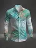 Camisa casual de manga larga impresa transfronteriza con un elegante diseño de estampado digital
